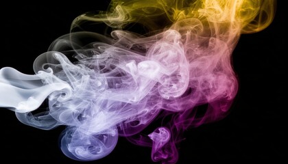 Obraz premium Colorful smoke swirls on a black background, creating mesmerizing abstract patterns.