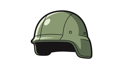 Durable olive green military helmet is designed for tactical protection and use by armed forces in combat situations.