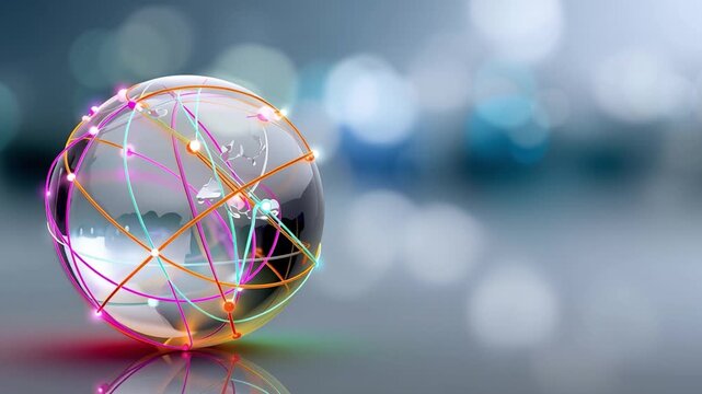 Glass sphere glows with intricate, glowing threads