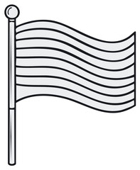 Obraz premium Abstract stylized flag waving on pole simple line art national symbol illustration