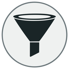 Dark Grey Funnel Graphic on Light Background - Simple Symbol for Filter, Process, or Conversion