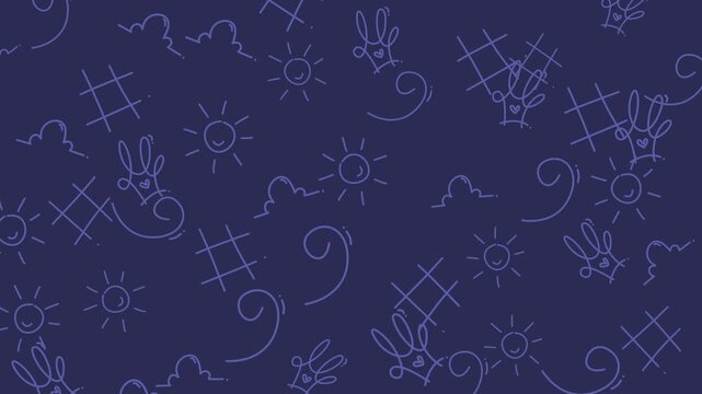 Pattern with suns, clouds, and rabbits. Ideal for childrens books, textiles, packaging design, and stationery products. Cute and versatile.