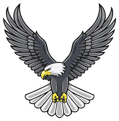 Obraz premium Bold Bald Eagle Vector Illustration with Open Wings Ready to Pounce, a Symbol of American Freedom