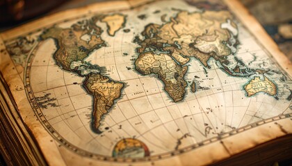 Antique World Map - A Journey Through Time and Exploration.