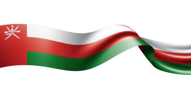The flag of Oman waving gently isolated on transparent background