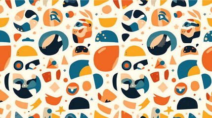 Fototapeta premium Whimsical abstract shapes in warm tones, playful pattern wallpaper 4k ,Generative AI.