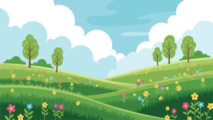 Obraz premium Vibrant Spring Meadow Landscape Background for Nature & Eco Projects