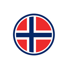 Obraz premium Norway Flag Circle Shape With Outline Icon