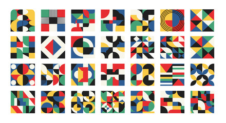 Colorful geometric pattern with various shapes and vibrant colors