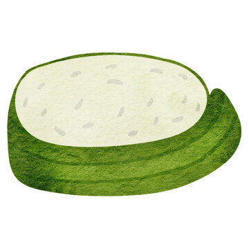 watercolor illustration of Indonesian food, a piece of lemang
