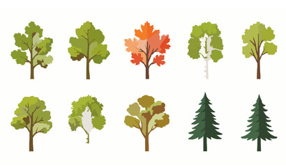 Fototapeta premium set of trees Isolated Trees on White Background Landscape Tree Vector Collection
