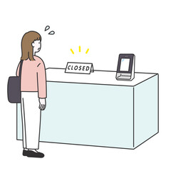 受付時間終了で驚く女性のイメージイラスト素材