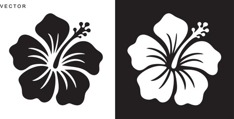 hibiscus flower vector collection, hibiscus flower silhouettes © Badman