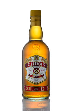 Gaziveren ,Cyprus 09.16.2025 Chivas Regal 12 Years Old Blended Scotch Whisky Bottle PNG Transparent Background