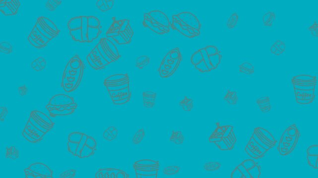 Teal background with faded sketches of coffee cups. Great for coffee shop banners, social media posts, and cafe menus.
