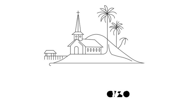 Animation Of Gizo City Line Draw Simple Minimalist