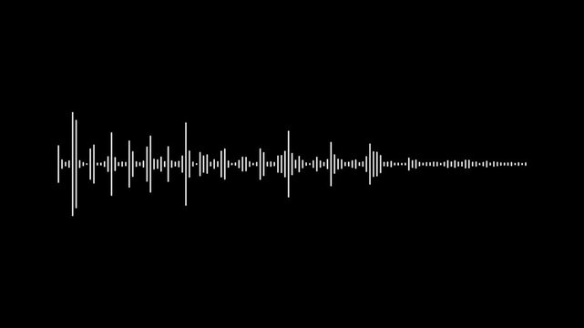 Audio spectrum waveform animation, music sound equalizer motion, circular digital frequency visualization, voice recording wave design, minimal sound meter graphic, black background, 4k