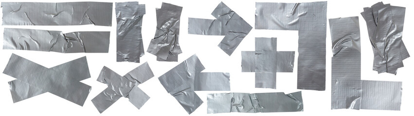 Isolated set of figures made of repair tape  on white background: stripes, arrows, crosses, pluses,...