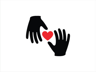 Obraz premium Two hands holding a red heart symbol together illustration