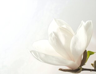 Fototapeta premium White Magnolia Flower on White Background.