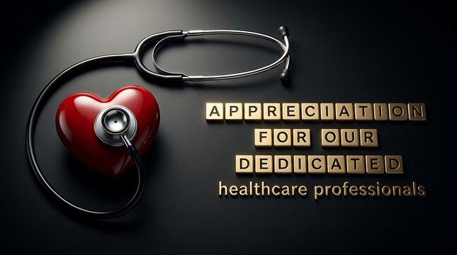 Happy Doctors Day Appreciation with Stethoscope and Red Heart