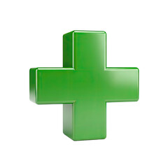 Obraz premium Green cross symbol, medical healthcare sign isolated on transparent or white background, png