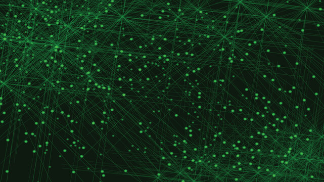 Futuristic green neural network data visualization with glowing digital nodes and abstract  artificial intelligence technology background