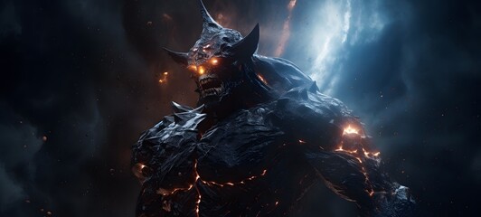 Naklejka premium Astral vision qillin minotaur meets cosmos,generative AI