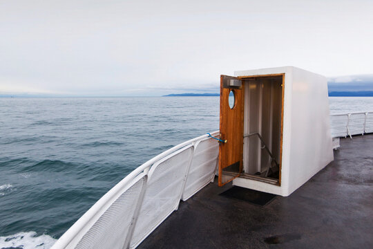 The deck of the vintage ferry boat, Blackball Ferry on the route from Vancouver Island to Port Angeles.