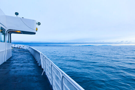 The deck of the vintage ferry boat, Blackball Ferry on the route from Vancouver Island to Port Angeles.