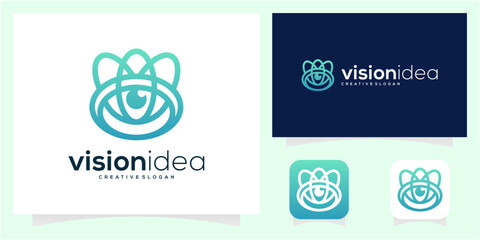 Fototapeta premium Abstract Eye Vision with Orbit Line for Creative Tech Logo Design Vector Icon.