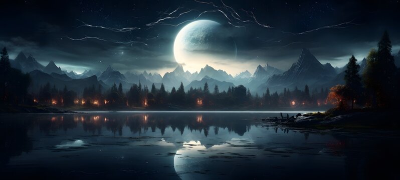 Astral vision lake meets cosmos ,generative AI