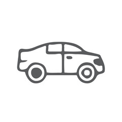 Fototapeta premium Simple Black Line Drawing of a Modern Car with Two Doors and Round Wheels