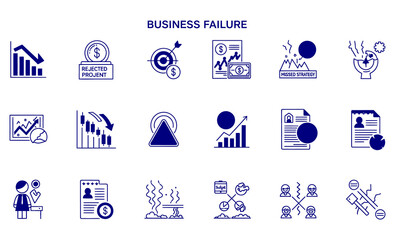 Fototapeta premium Business Failure icon set