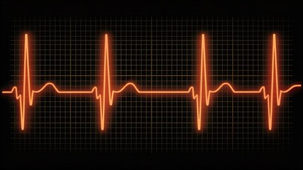 A medical ecg graph with a heartbeat rhythm on a black background