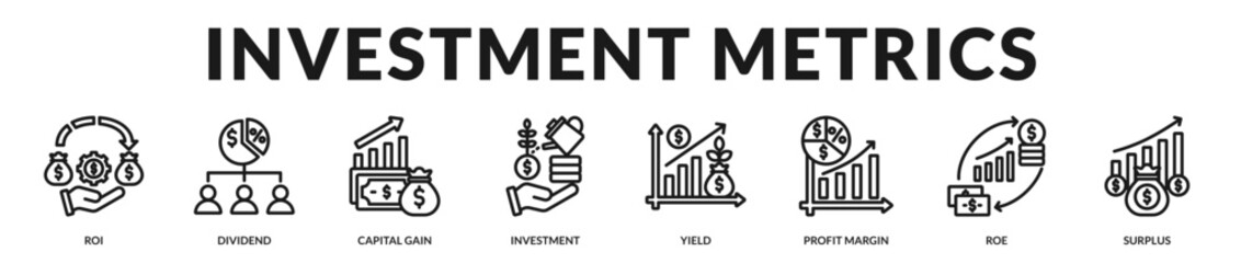 Fototapeta premium Investment metrics banner showcasing refined capital analysis and long term return evaluation tools in Lineal Icon Style