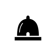 Obraz premium Minimalist Black Cloche Food Cover Icon on White Background