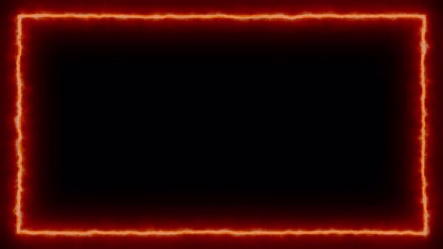 Red Plasma Energy Glowing HUD Square Frame Border Electric Fire Light Edge Digital Tech Screen Overlay Loop Titles Text Data Display Alpha Channel Transparent Background 4K Animation