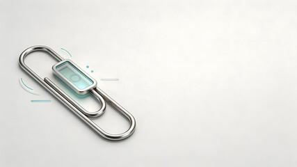 Smart paperclip with biometric lock symbolizing digital protection and security