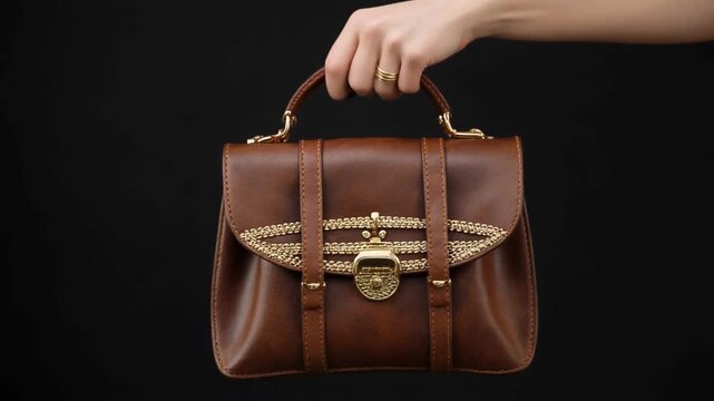 Brown purse held in hand