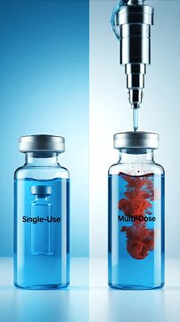 CGI Animation Comparing Single-Use Vials with Multi-Dose Vials Filling Process Pharmaceutical Industry Healthcare Education