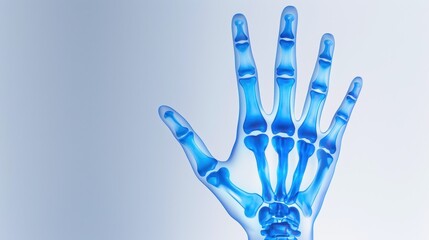 Fototapeta premium Detailed View of a Transparent Human Hand Skeleton in Medical Illustration Style
