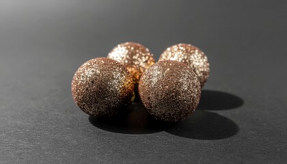 Photorealistic Polished Copper Spheres Arranged In A Loose Cluster On