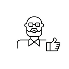 Obraz premium Elderly man avatar and like. Approval and positive feedback. Pixel perfect, editable stroke vector icon