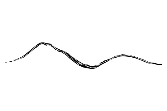 Minimalist mountain range silhouette with black ink lines on white background