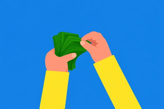 hands holding cash illustration 