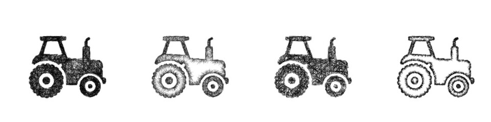 Sketch tractor icon design set © David Zydd