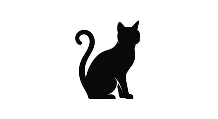 A striking black cat shape against a white background silhouette © mst