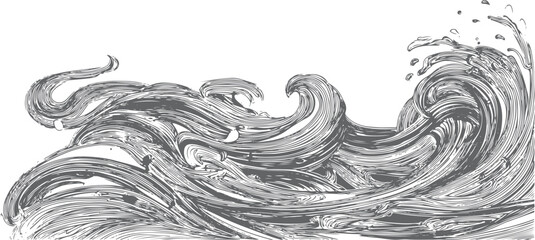 Fototapeta premium Dynamic grey waves crashing with white foam splashes