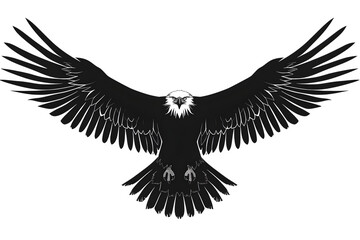 Fototapeta premium Bald eagle flying wings spread majestic black white isolated wildlife freedom power nature symbol